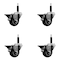 Service Caster 3'' Black Poly Swivel 3/4'' Expanding Stem Caster Set with Brake, 4PK SCC-EX20S314-PPUB-BLK-PLB-34-4 - alternate 1